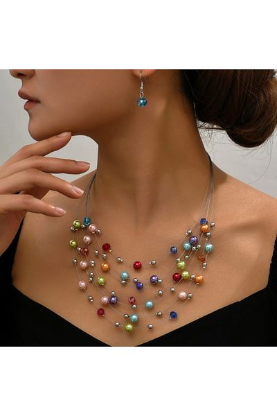 Choice Zt8776-colour 3 Pieces Of Women's Trendy Colorful Beaded Earrings, Necklaces, Jewelry Sets, Weddings