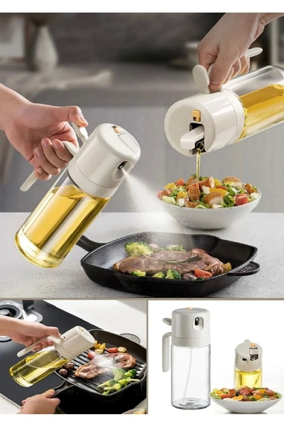 BLUE SİDE Püskürtmeli Sprey Yağdanlık Cam Şişe 450Ml Airfryer Sprey Yağdanlık Mutfak Düzenleyici