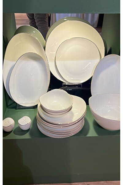 ROY KING ESTERHOMEDECOR 12 kişilik 56 parça porselen asimetrik yemek takımı b...