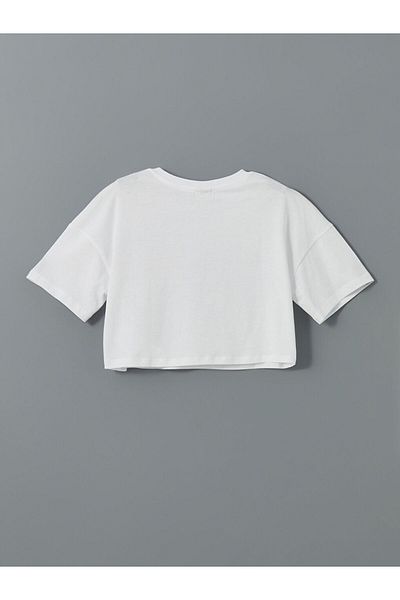 LC Waikiki Tricou crop pentru fete LCW Kids Crew Neck