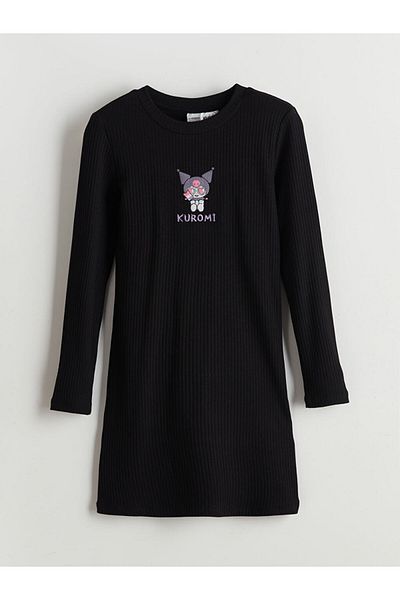 LC Waikiki Crew Neck Kuromi Printed Girl's Dress