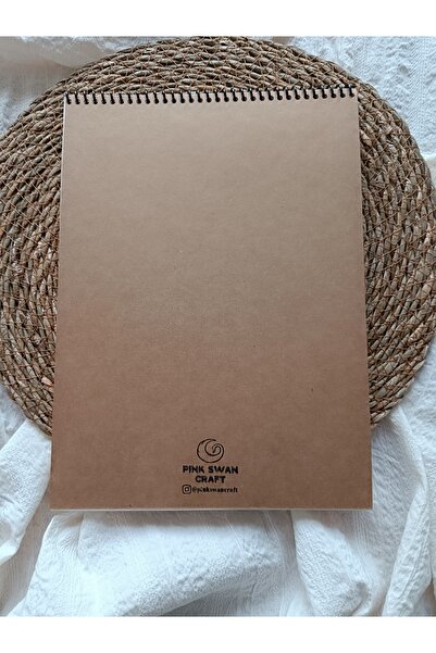 Pink Swan Craft A5 Thick Kraft Cover Spiral Bound Ivory Inside 50 Sheets 100 Pages Notepad, Notebook,Scrapbook, Bullet Journal