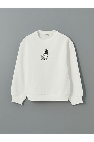 LC Waikiki LCW Детски суичър за момичета с кръгла яка