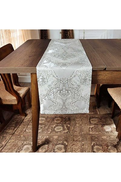 PİKKO HOME 32*142 cm țesut clasic jacquard poliester gros gri-crem(R)