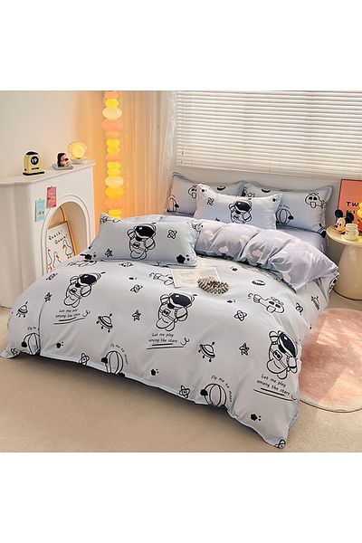 sharpdo 4-Piece Set Bedding Modal Quilt Cover Set with 1 Quilt Cover 1 Sheet and 2 Pillowcases 1.5m Bed