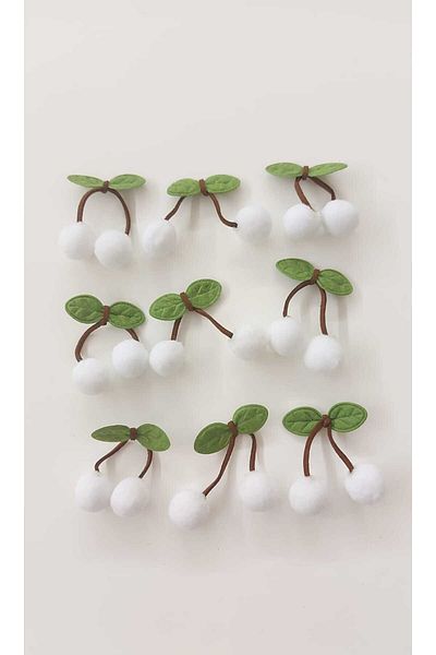 BİGÜMEX White Cherry Sock, Hair Band and Adornment 5 Pcs Pack