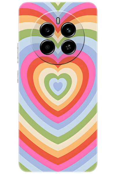 realme 12 4G (RMX3871) Uyumlu Kılıf Desen Baskılı Silikon Renkli Kalpler STK:...