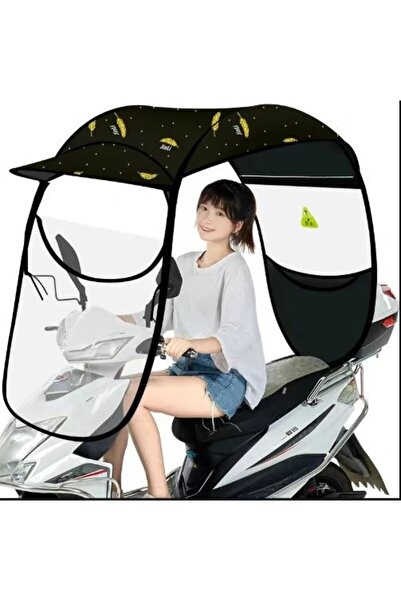 Şeker Portakalım Scooter Motorsiklet Yağmurluk Çadır Kumaşı Şemsiye Gölgelik Tente Siyah
