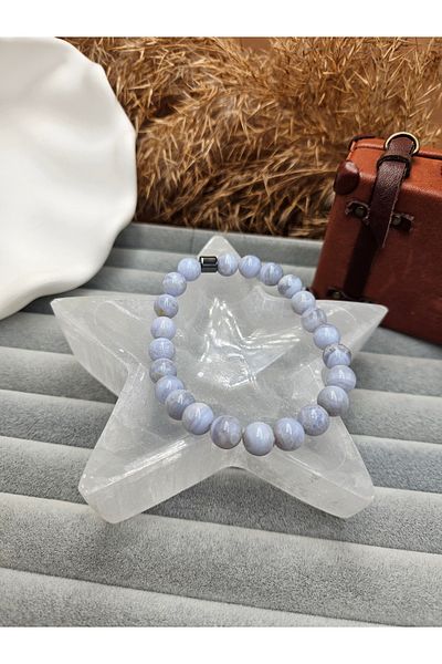 AURA Blue Chalcedony Natural Stone Bracelet Aaa Quality