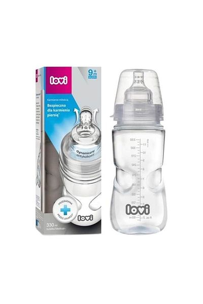 LOVI Medical+ Bottle with Dynamic Teat for 9month+ | Supports Natural Suckling Reflex, 330ml