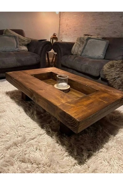 BUTİK MARANGOZ Masif ahşap kütük havuz sehpa