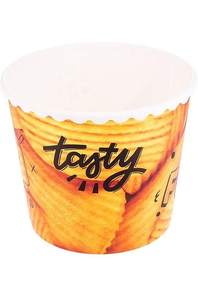 AKDC POPCORN & CHIPS BOWL 17CMX17CMX14CM Yellow and white