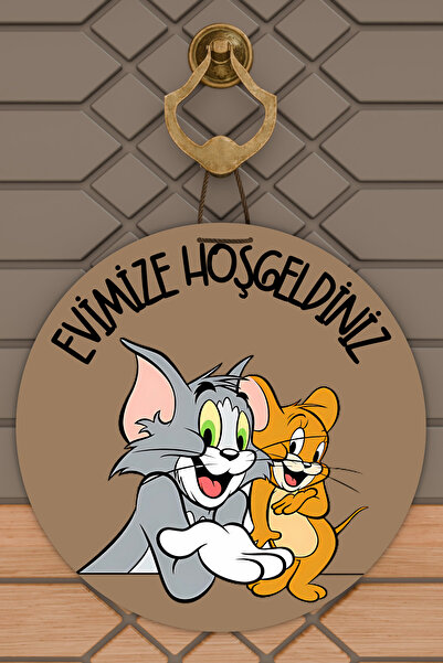 Dormot Home زخرفة الباب الحديثة براون توم وجيري ترحيب زخرفة الباب في الهواء ا...