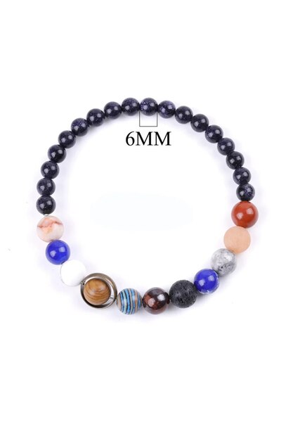 Choice Blue sandstone Hot Selling Cosmic Solar System Bracelet Eight Planets ...