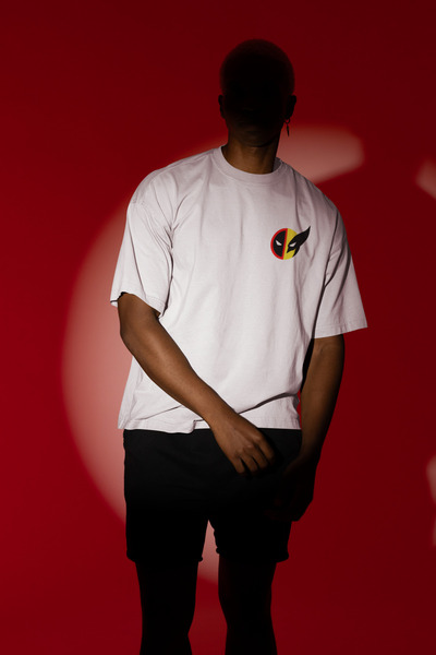 Alice Butik X-Men and Deadpool Small Marvel Printed Oversize Unisex White T-Shirt