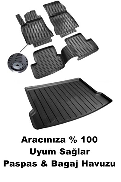 Unikum MERCEDES C200 W205 2014+2021 Araca Özel Üretilmiş 3D Bagaj Havuzu ve Paspas