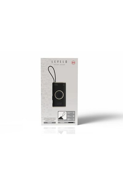 Levelo Roma 10000Mah Power Bank With Integrated Cable & Apple Watch Charger - Bla