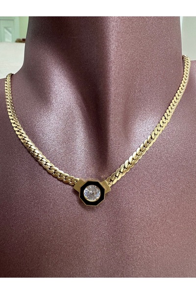 ECEMTAKI سلسلة سحق قلادة من الفولاذ حجر الراين