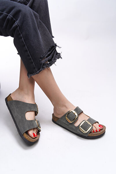 Riccon Vylsula Women's Double Buckle Slippers 0012602   Green