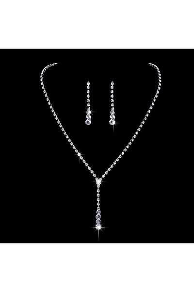 Choice 808098-Silvery 3PC Women's Trendy Copper Claw Chain Series Minimalist Necklace Earrings Jewelry Set