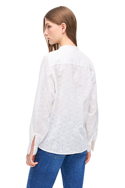 Perspective Білий аметрин, зручний крій, комір на застібці, блуза з рукавами