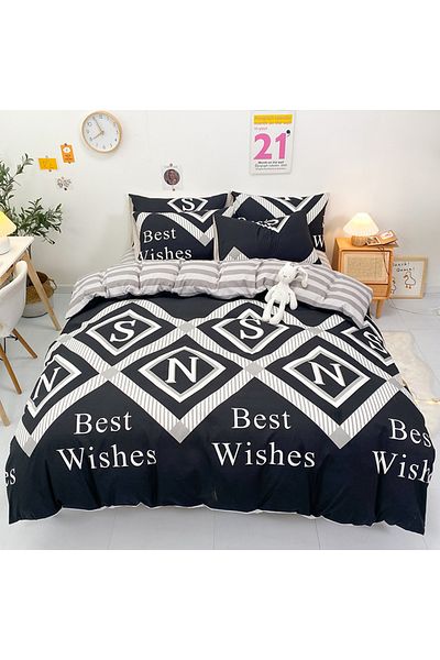 sharpdo Four-piece bedding set,with 1 quilt cover, 1 flat sheet and 2 pillowcases 1.8m bed（180*220cm）