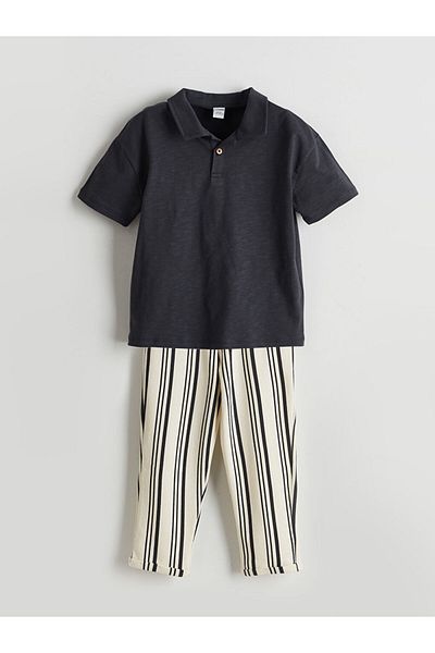 LC Waikiki Lcw Polo Collar Boys' T-Shirt and Trousers 2-Pack