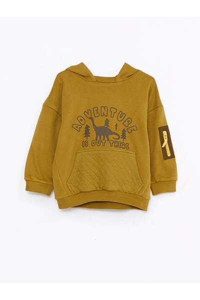 LC Waikiki سترة LCW baby KHAKI بأكمام طويلة مطبوعة للأطفال الأولاد