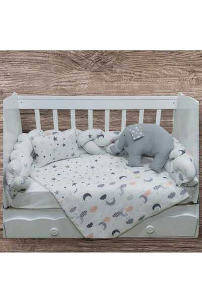 Home طقم نوم لسرير الأطفال بمقاس 60 × 120 سم، مكوّن من 5 قطع مع ضفيرة ثلاثية