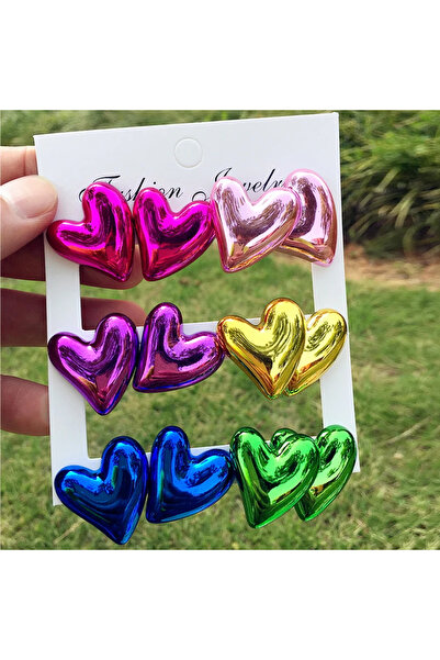 Choice مجموعة مكونة من 6 أزواج من الأقراط المعدنية المصنوعة من الأكريليك Y2K ...