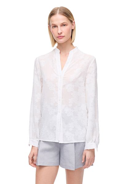 Perspective Ecru Bris Regular Fit V-Neck Long Sleeve Shirt