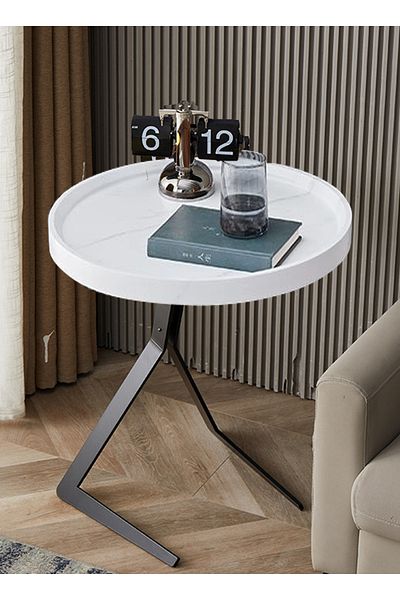 sharpdo Living Room Sofa Side Table, Bedroom Bedside Table, Balcony Coffee Table, Metal Frame 50*50*60CM