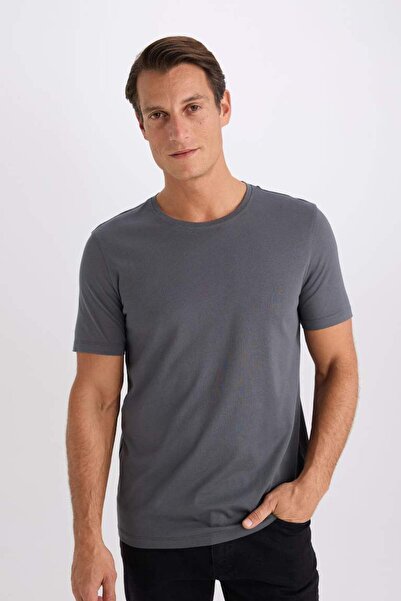 DeFacto Slim Fit Slim Fit Crew Neck Basic Solid Short Sleeve T-Shirt M6606Az25Sp