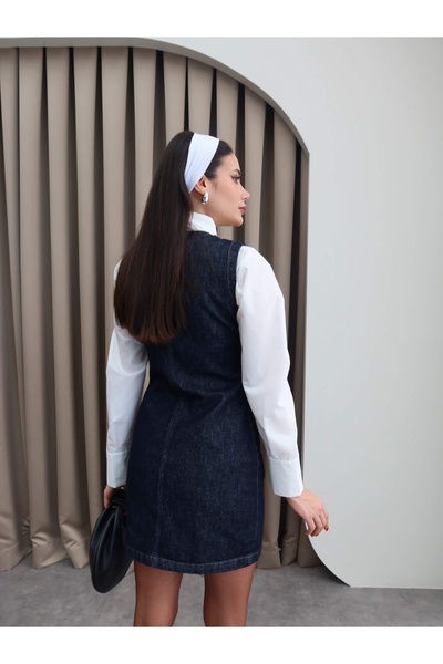 ESRAHELVACI Darkblue Zero Sleeve Pocket Dress