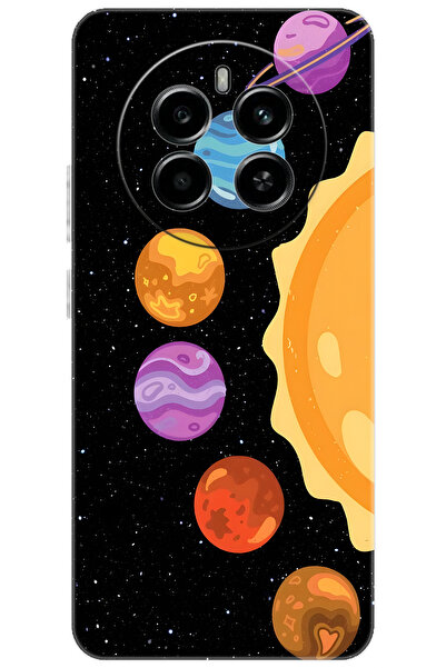 realme 12 4G (RMX3871) Uyumlu Kılıf Desen Baskılı Silikon Gezegenler Tasarım ...