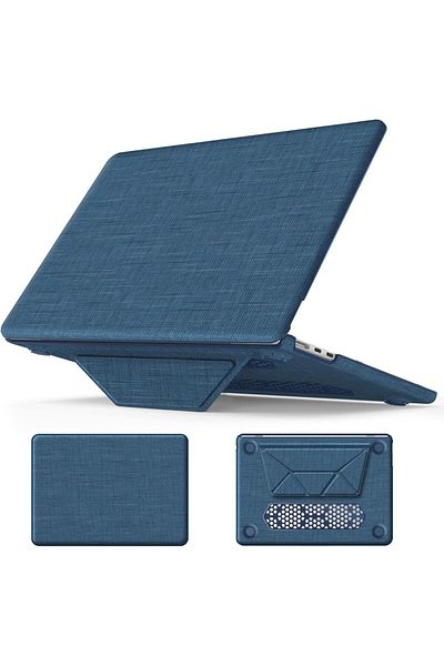 UnDePlus حافظة متوافقة مع Apple Macbook Pro 14 بوصة M3/m4/max A3112 A3185 A3401 A2918 A1992 مع حامل مثلث من جلد نوبوك