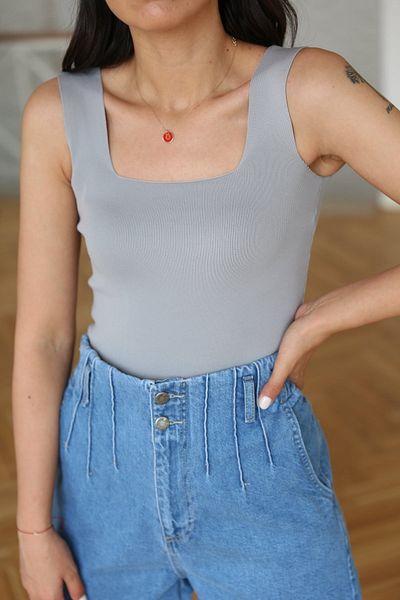 zeynstore Women's Square Neck Extra Soft Textured Strappy Tank Top