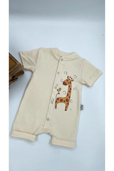 Gleamy Bebe Kids Giraffe Print Short Sleeve Shorts Jumpsuit 100% Cotton