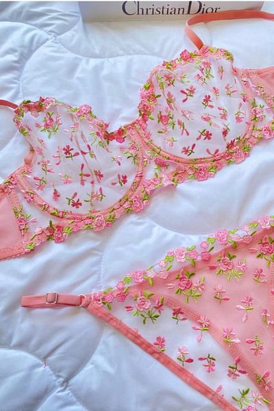 Moldina Σετ σουτιέν με ροζ στάμπα Plus Size Πρωτοχρονιάτικο Ημέρα του Αγίου Βαλεντίνου