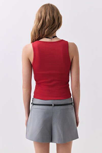 Trendiz Women's Ribbed Look Thick Strap Undershirt Red 9012