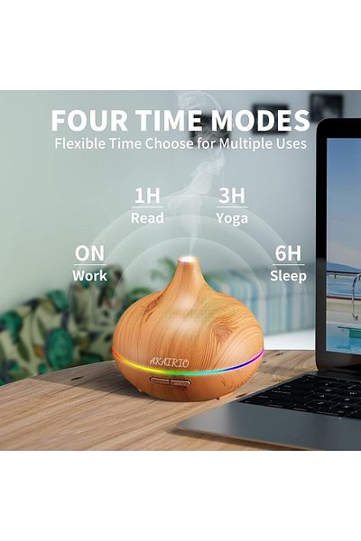 COOYA مرطب هواء، موزع رائحة الزيوت العطرية، مع أضواء LED ملونة متغيرة و4 إعدادات للمؤقت، 500 مل