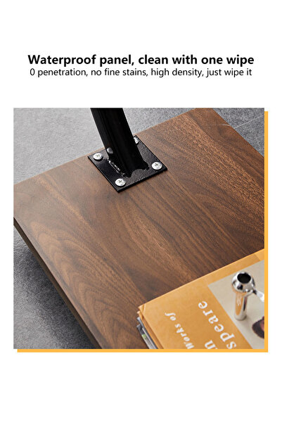sharpdo Living Room Sofa Side Table Z-Shaped Coffee Table, Walnut Color, Steel Frame Side Table 40*30*55CM