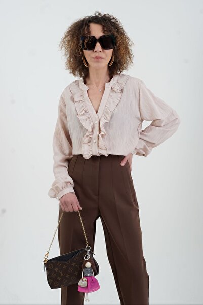 Zelish My Sister Bej Fırfırlı Gömlek