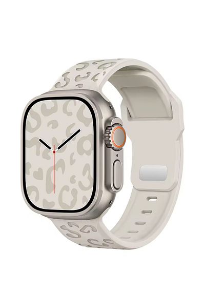Alstrap Apple Watch 10 42mm 6 7 8 9 10 Se متوافق مع 38-40-41mm سوار سيليكون بنمط الفهد