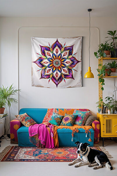 Medi Home PRISMATIC MANDALA DUVAR HALISI DUVAR ÖRTÜSÜ TAPESTRY