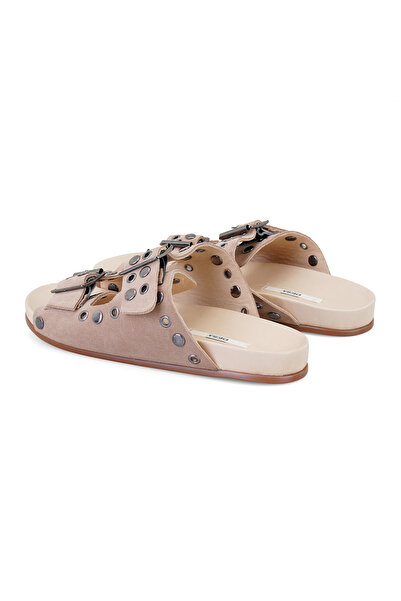 Desa Жіночі шкіряні капці з пудровим аксесуаром