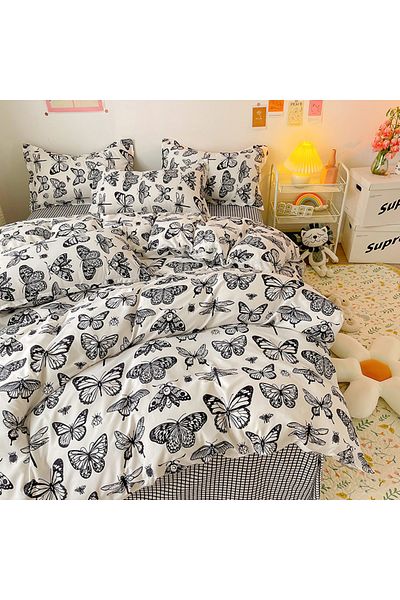 sharpdo 4-Piece Bedding Set Sheet Set ,with 1 Duvet/Quilt Cover and 1 Flat Shee37t and 2 Pillowcases King