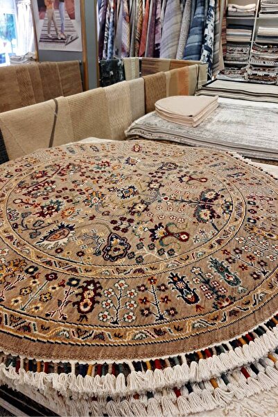 Sultani 805 Q160 Yuvarlak Natürel Bambu ve Yün Özel Tezgah Halısı