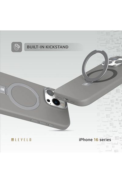 Levelo Iris Pro Magsafe Liquide Silicone Case For iPhone 16 Pro Max - Gray