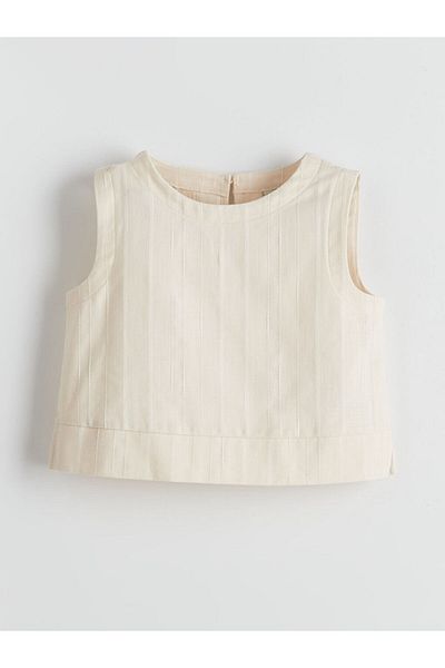 LC Waikiki LCW Kids Beige Crew Neck Κοριτσίστικη μπλούζα Crop